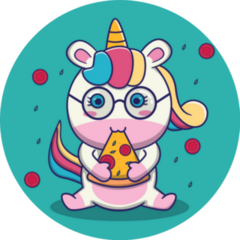 Cute Unicorn Eating Pizza Sticker