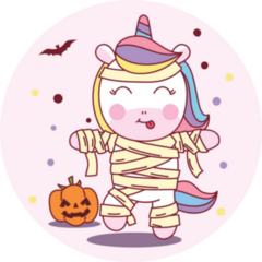 Cute Unicorn Halloween Mummy Costume Sticker