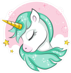 Cute Unicorn with Green Mane Sticker