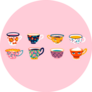 Cute Various Tea Cups On Pink Sticker