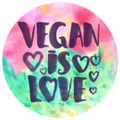 Cute Vegan Is Love Watercolor Sticker