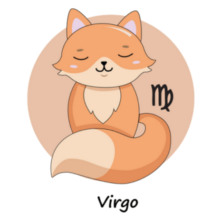 Cute Virgo Fox Illustration Zodiac Sticker