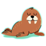 Cute Walrus Cartoon On Blue Sticker