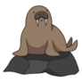 Cute Walrus Cartoon On Rock Sticker