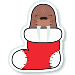 Cute Walrus Christmas Stocking Sticker