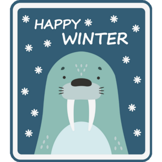 Cute Walrus Happy Winter Sticker
