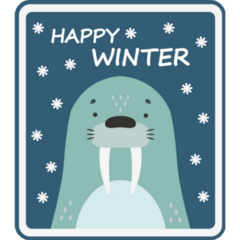Cute Walrus Happy Winter Sticker