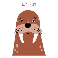 Cute Walrus Labeled Sticker