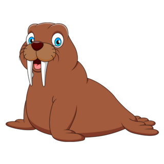 Cute Walrus Mascot Cartoon Sticker
