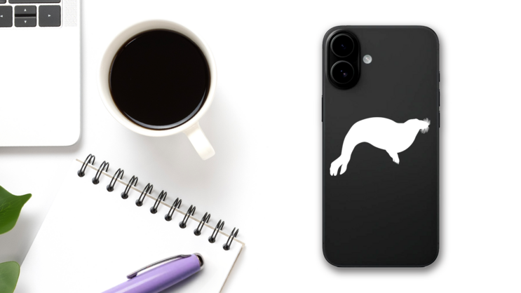 Cute Walrus Sticker on a Phone (New) example