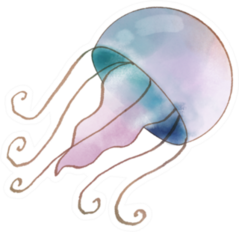 Cute Watercolor Colorful Jellyfish Sticker