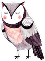 Cute Watercolor Owl Illustration Sticker