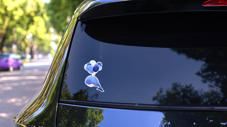 Cute Watercolor Whale With Balloons In Cartoon Sticker on a Rear Car Window (New) example