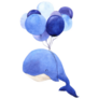 Cute Watercolor Whale With Balloons In Cartoon Sticker