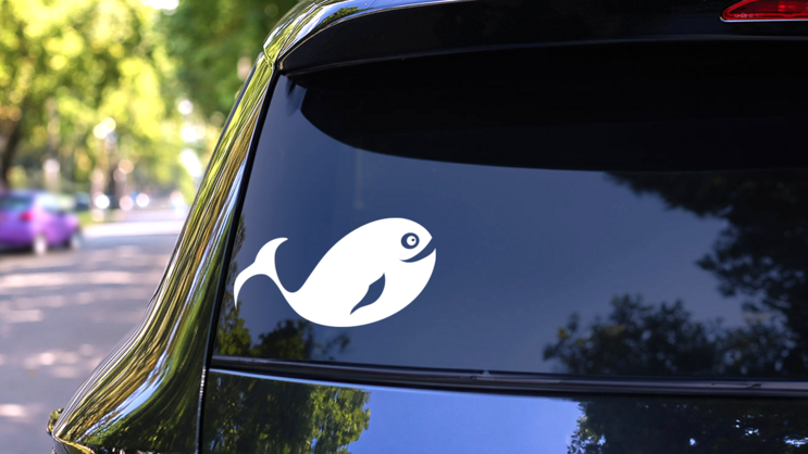 Cute Whale Smiling Sticker on a Rear Car Window (New) example