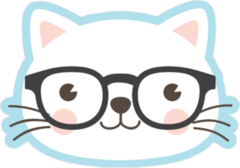 Cute White Kitten With Glasses Sticker