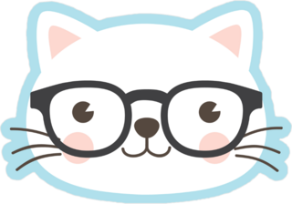Cute White Kitten With Glasses Sticker