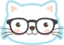 Cute White Kitten With Glasses Sticker