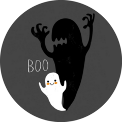 Cute White Little Ghost With Big Scary Shadow Sticker