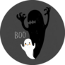 Cute White Little Ghost With Big Scary Shadow Sticker