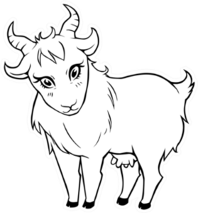 Cute White Nanny Goat Illustration Sticker