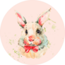 Cute White Rabbit With Red Bow Sticker