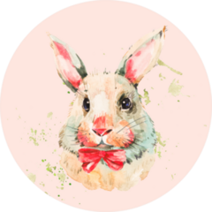 Cute White Rabbit With Red Bow Sticker