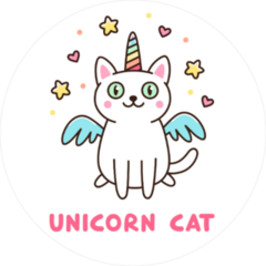 Cute White Unicorn Cat Sticker