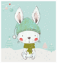 Cute White Winter Bunny Sticker