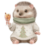 Cute Wine Hedgehog Sticker