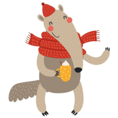 Cute Winter Anteater In Scarf Sticker