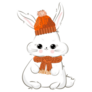 Cute Winter Bunny In A Scarf And Hat Sticker