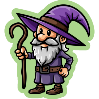 Cute Wizard On Green Sticker