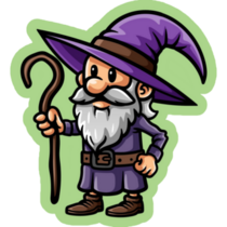 Cute Wizard On Green Sticker