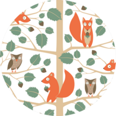 Cute Woodland Seamless Pattern With Squirrels Sticker