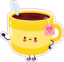 Cute Yellow Cup Of Tea Character Sticker