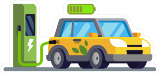 Cute Yellow Electric Car Sticker