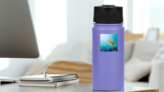 Cute Yellow Turtle By Coral Reef Sticker on a Water Bottle (New) example