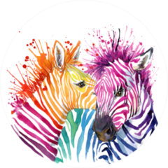 Cute Zebra Watercolor Illustration Sticker