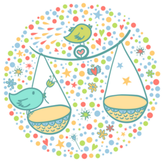 Cute Zodiac Libra Doodle Heart Illustration Sticker