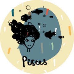 Cute Zodiac Sign Pisces Doodle Sticker