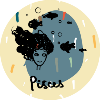 Cute Zodiac Sign Pisces Doodle Sticker