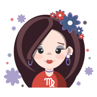 Cute Zodiac Sign Virgo Girl FLower Sticker