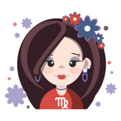 Cute Zodiac Sign Virgo Girl FLower Sticker