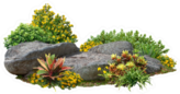 Cutout Rock Surrounded By Flowers Landscaping Sticker