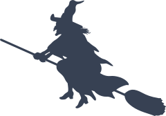 Cutout Witch On A Broom Sticker