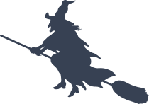 Cutout Witch On A Broom Sticker