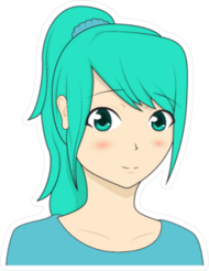 Cyan Hair Anime Manga Girl Sticker