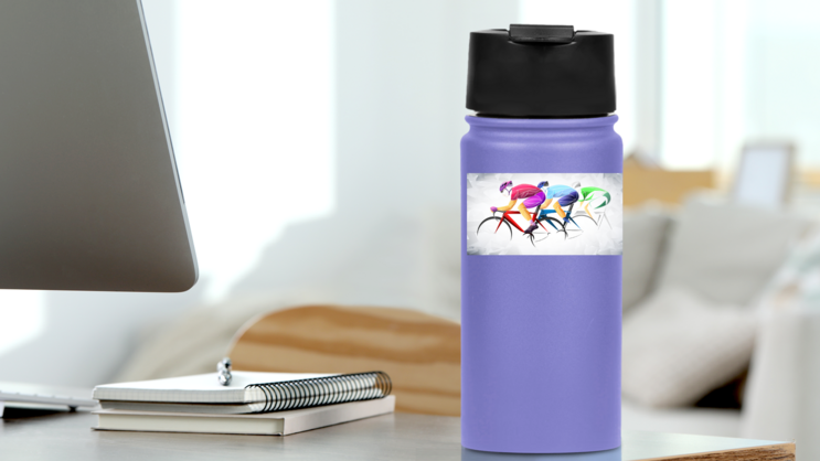 Cycling Tour Sticker on a Water Bottle (New) example