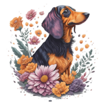 Dachshund Dog Flowers Sticker